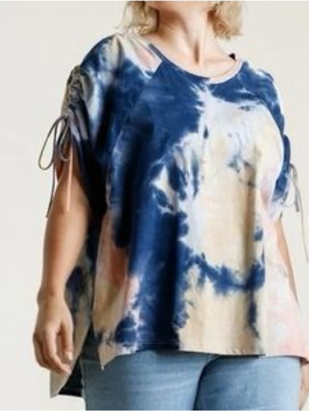 Umgee Tie-Dye Drawstring Sleeve Top ✨ NWT